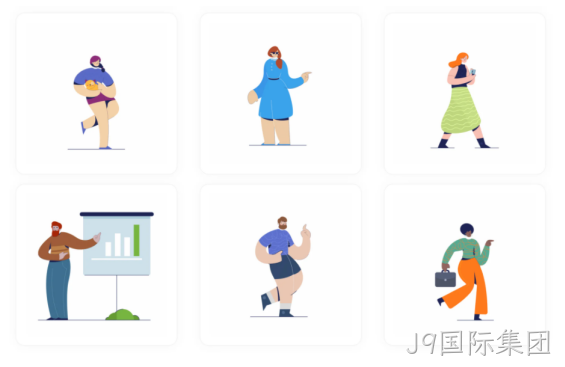 带有字符的平面插图 